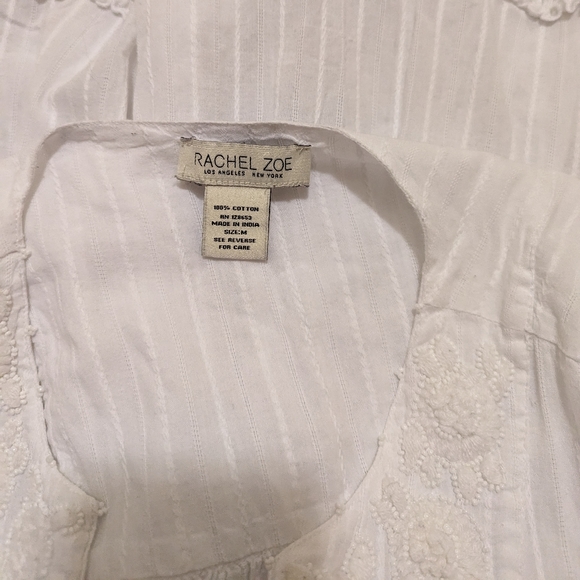 Rachel Zoe white tunic with ruffle and tassels size M - Picture 6 of 10